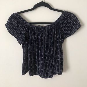 Navy Cropped Blouse